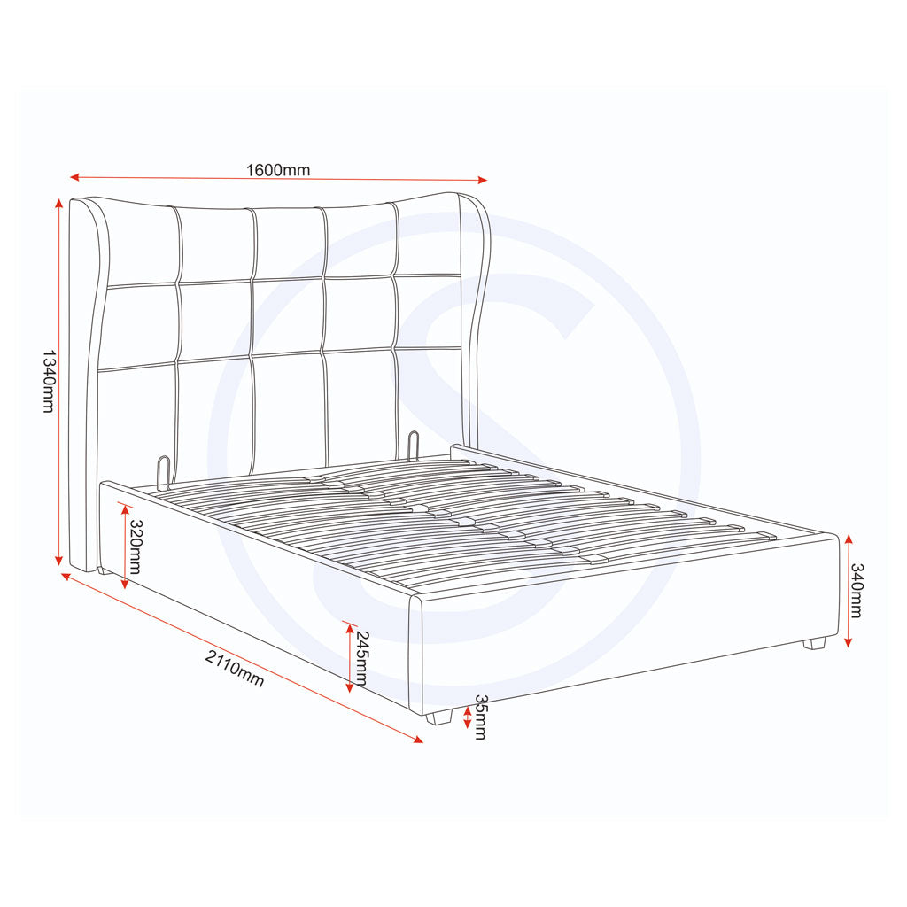 Fabric Double Ottoman Storage Bed - Verona