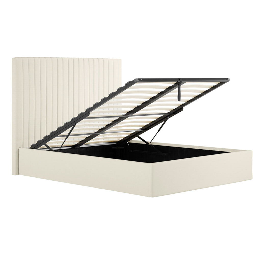 Fabric Double Ottoman Storage Bed With Tall Headboard - Berlin