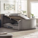 Fabric Double Ottoman TV Storage Bed - Clara