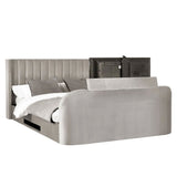 Fabric Double Ottoman TV Storage Bed - Clara