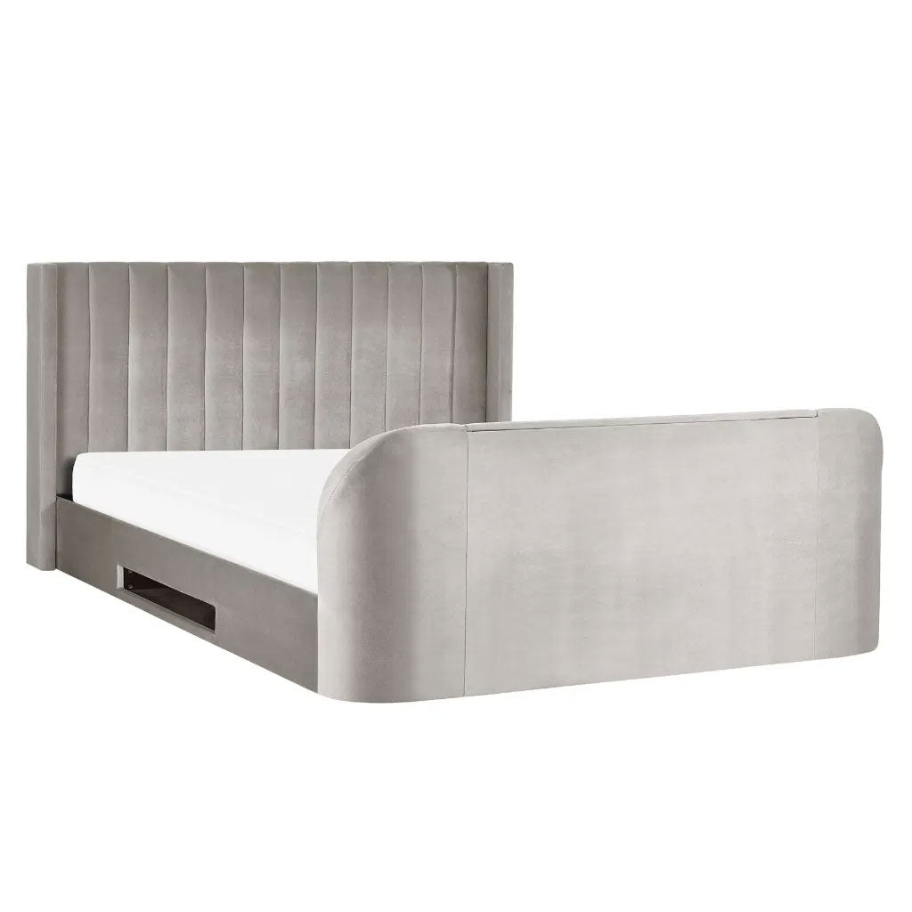 Fabric Double Ottoman TV Storage Bed - Clara