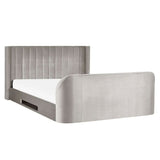 Fabric Double Ottoman TV Storage Bed - Clara