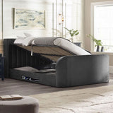 Fabric Double Ottoman TV Storage Bed - Clara