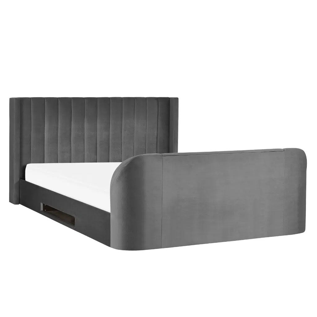 Fabric Double Ottoman TV Storage Bed - Clara