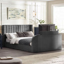 Fabric Double Ottoman TV Storage Bed - Clara