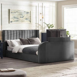 Fabric Double Ottoman TV Storage Bed - Clara