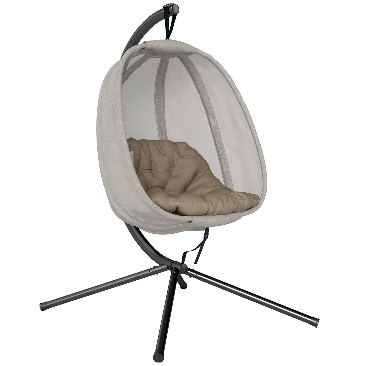 Fabric Folding Hanging Egg Chair With Side Pocket - Velmora