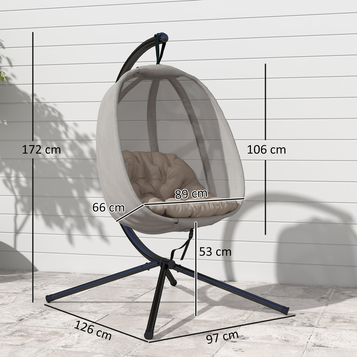 Fabric Folding Hanging Egg Chair With Side Pocket - Velmora