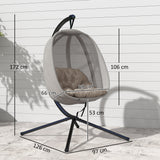 Fabric Folding Hanging Egg Chair With Side Pocket - Velmora
