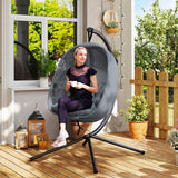 Fabric Folding Hanging Egg Chair With Side Pocket - Velmora