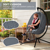 Fabric Folding Hanging Egg Chair With Side Pocket - Velmora