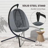 Fabric Folding Hanging Egg Chair With Side Pocket - Velmora