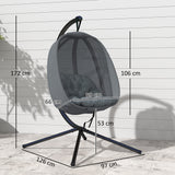 Fabric Folding Hanging Egg Chair With Side Pocket - Velmora