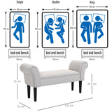 Fabric Hallway Seating Bench 102cm Wide - Velmora