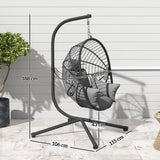 Fabric Hanging Egg Swing Chair With Full Body Padded Seat And Metal Stand - Velmora