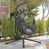 Fabric Hanging Egg Swing Chair With Full Body Padded Seat And Metal Stand - Velmora