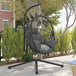 Fabric Hanging Egg Swing Chair With Full Body Padded Seat And Metal Stand - Velmora