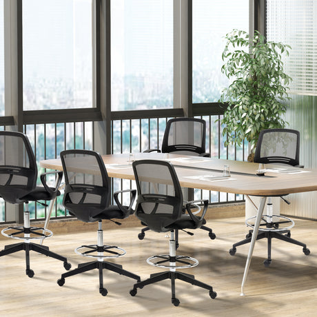 Fabric Home And Office Chair 59.5cm Wide With Adjustable Footrest in Set Of 5 - Velmora