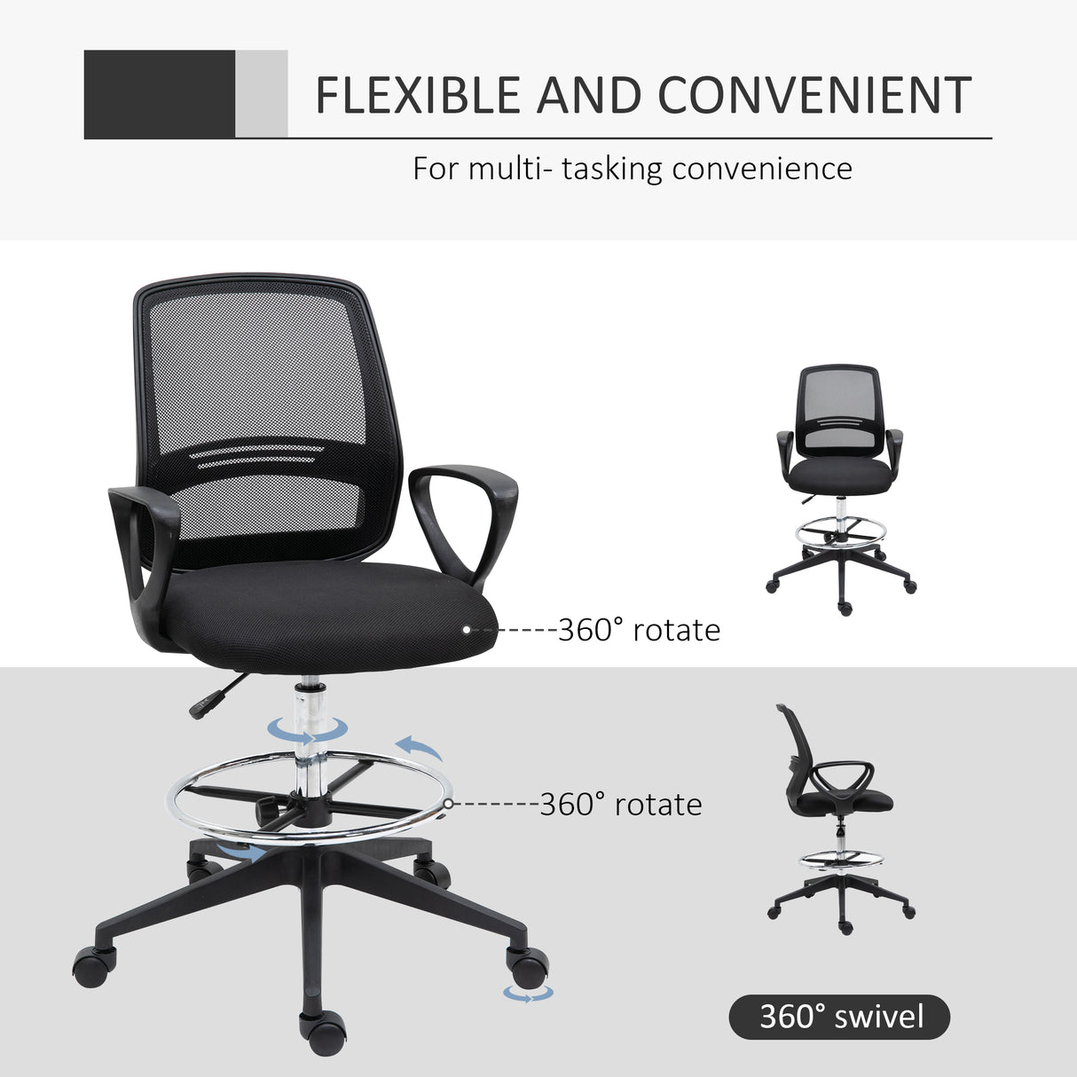 Fabric Home And Office Chair 59.5cm Wide With Adjustable Footrest in Set Of 5 - Velmora