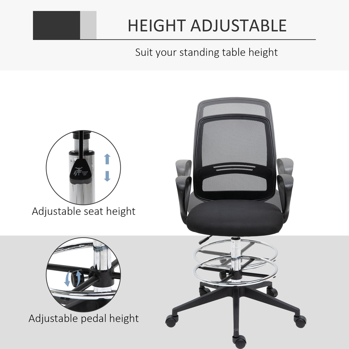 Fabric Home And Office Chair 59.5cm Wide With Adjustable Footrest in Set Of 5 - Velmora