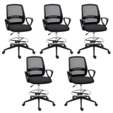 Fabric Home And Office Chair 59.5cm Wide With Adjustable Footrest in Set Of 5 - Velmora