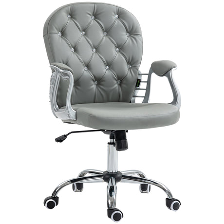 Fabric Home And Office Chair 59.5cm Wide With PU Leather Diamante Back - Velmora