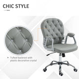 Fabric Home And Office Chair 59.5cm Wide With PU Leather Diamante Back - Velmora