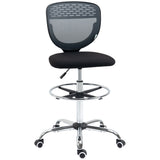 Fabric Home And Office Chair 59cm Wide Armless With Adjustable Foot Ring - Velmora