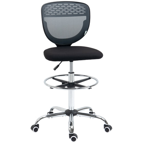 Fabric Home And Office Chair 59cm Wide Armless With Adjustable Foot Ring - Velmora
