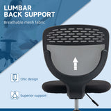 Fabric Home And Office Chair 59cm Wide Armless With Adjustable Foot Ring - Velmora