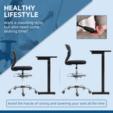 Fabric Home And Office Chair 59cm Wide Armless With Adjustable Foot Ring - Velmora