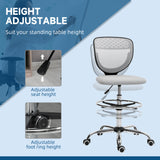 Fabric Home And Office Chair 59cm Wide Armless With Adjustable Foot Ring - Velmora