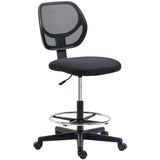 Fabric Home And Office Chair 59cm Wide With Adjustable Foot Ring And Seat Height Black - Velmora