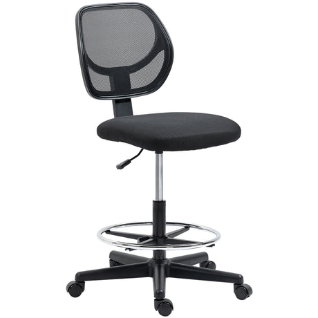 Fabric Home And Office Chair 59cm Wide With Adjustable Foot Ring And Seat Height Black - Velmora