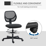 Fabric Home And Office Chair 59cm Wide With Adjustable Foot Ring And Seat Height Black - Velmora