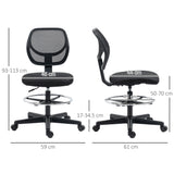 Fabric Home And Office Chair 59cm Wide With Adjustable Foot Ring And Seat Height Black - Velmora
