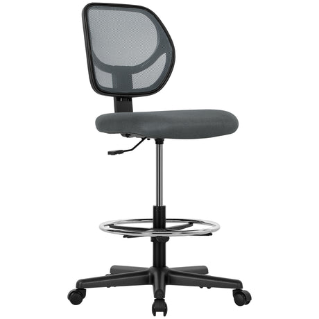 Fabric Home And Office Chair 59cm Wide With Adjustable Foot Ring And Seat Height Black - Velmora