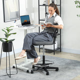 Fabric Home And Office Chair 59cm Wide With Adjustable Foot Ring And Seat Height Black - Velmora