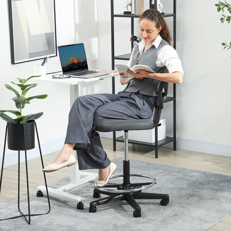 Fabric Home And Office Chair 59cm Wide With Adjustable Foot Ring And Seat Height Black - Velmora