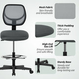 Fabric Home And Office Chair 59cm Wide With Adjustable Foot Ring And Seat Height Black - Velmora