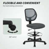 Fabric Home And Office Chair 59cm Wide With Adjustable Foot Ring And Seat Height Black - Velmora
