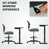 Fabric Home And Office Chair 59cm Wide With Adjustable Foot Ring And Seat Height Black - Velmora