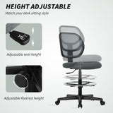 Fabric Home And Office Chair 59cm Wide With Adjustable Foot Ring And Seat Height Black - Velmora