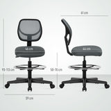 Fabric Home And Office Chair 59cm Wide With Adjustable Foot Ring And Seat Height Black - Velmora