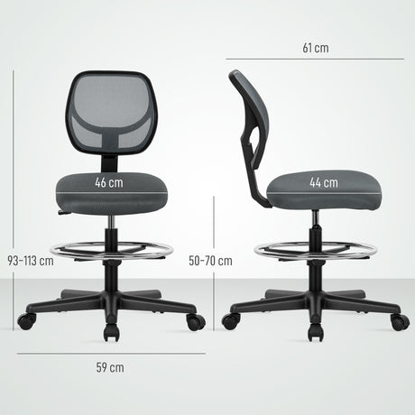 Fabric Home And Office Chair 59cm Wide With Adjustable Foot Ring And Seat Height Black - Velmora
