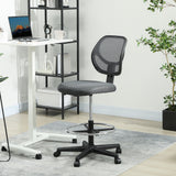 Fabric Home And Office Chair 59cm Wide With Adjustable Foot Ring And Seat Height Black - Velmora