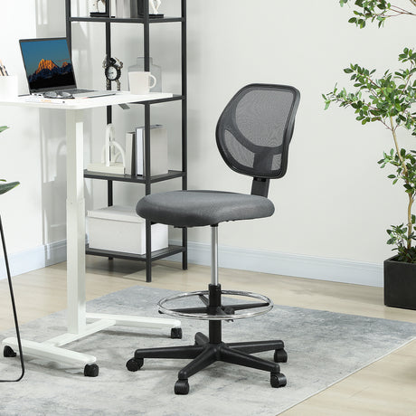 Fabric Home And Office Chair 59cm Wide With Adjustable Foot Ring And Seat Height Black - Velmora