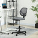Fabric Home And Office Chair 59cm Wide With Adjustable Foot Ring And Seat Height Black - Velmora