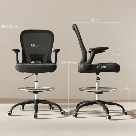 Fabric Home And Office Chair 59cm Wide With Adjustable Foot Ring - Velmora