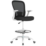 Fabric Home And Office Chair 59cm Wide With Flip-Up Armrest And Adjustable Foot Ring - Velmora